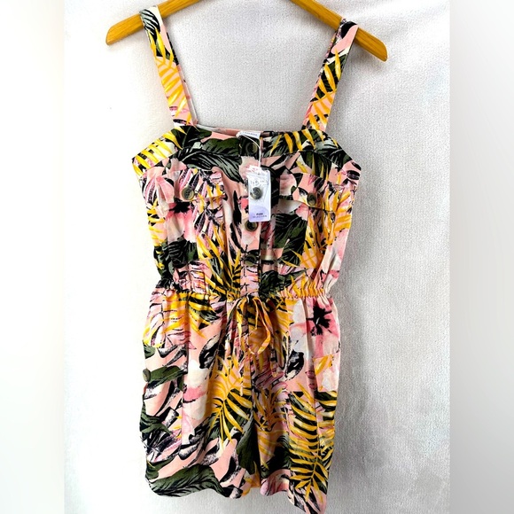 NWT Lascana Tropical Colorful Buttoned Romper Women Sz 4 Beach Chic - Picture 1 of 10